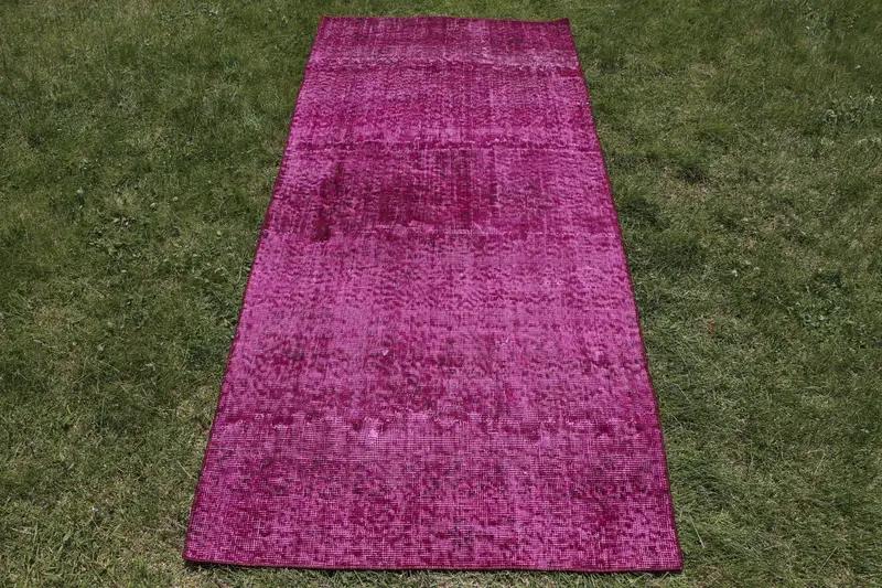 Alfombra de rayas moradas y marrones, diseño geométrico de 3x6,5 pies - 1