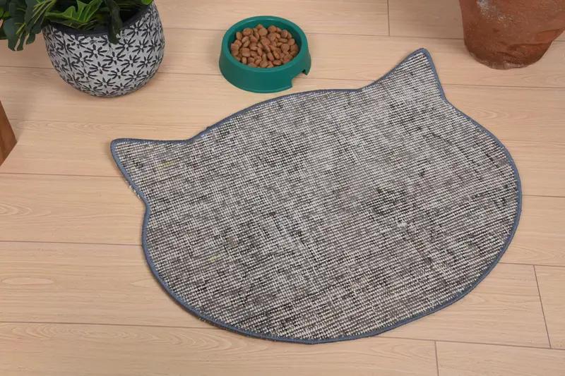 Comfortable Blue & Beige Cotton Pet Mat with Foam Filling, Pet Mats - 1
