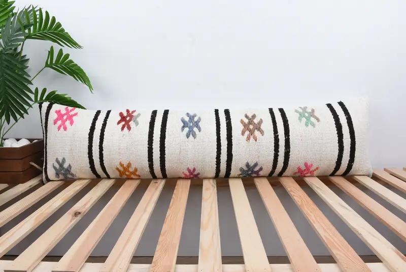 Geometric Embroidered Pillow, 12x48 Inches Decorative Pillow - 1