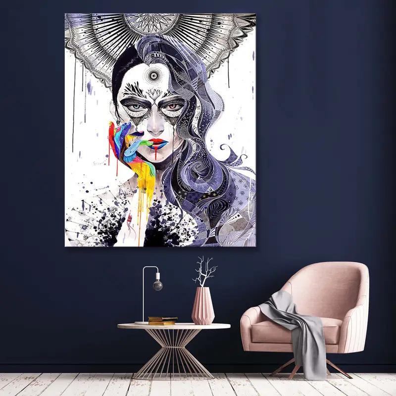 Arte de pared de Minjae Lee, decoración de la mujer, pintura colorida, estampado de niña, mujer abstracta, obra de arte de la mujer, mujer, mujer, arte de ilustración, arte de graffiti - 1