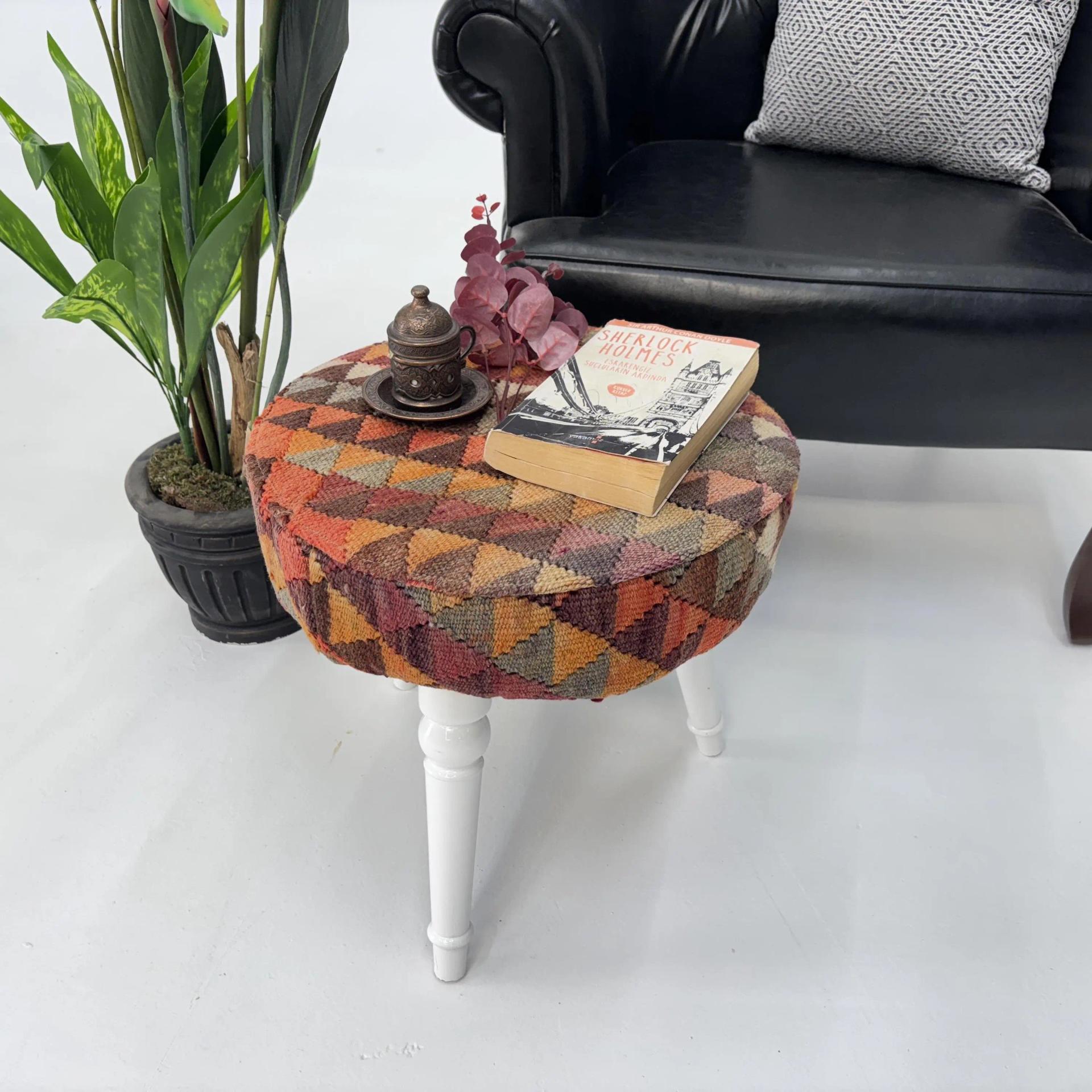 Modular Kilim-Inspired Ottoman, Medium Firm Cushioned Ottoman