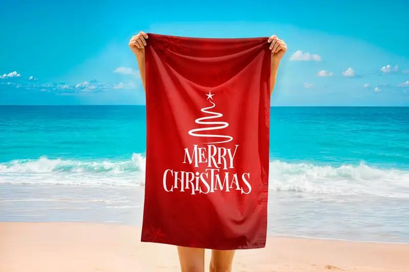 Merry Christmas Printed Towel: Cotton Microfiber Blend - 1