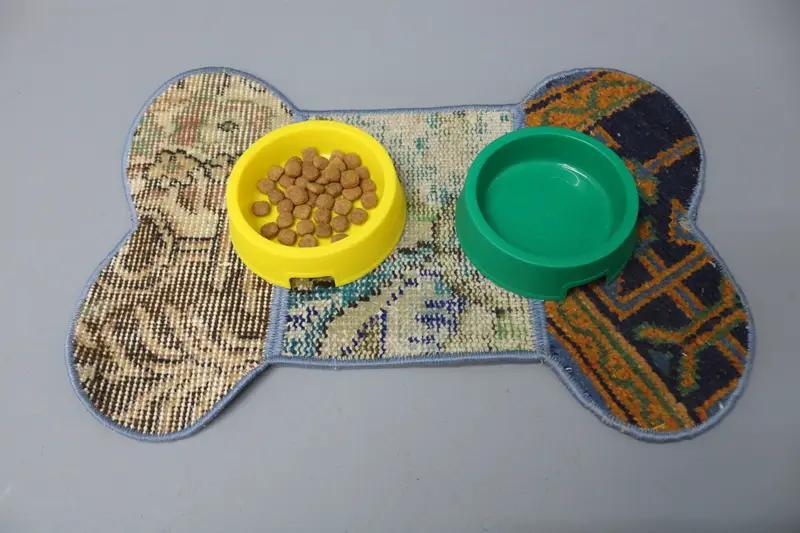 Mantel individual redondo bohemio, alfombra de lana naranja y bronce - 1