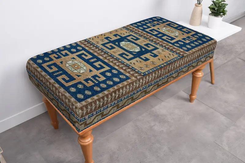 Modular Bench with Kilim-Inspired Pattern, Comfortable Sofa Set Bench - 1