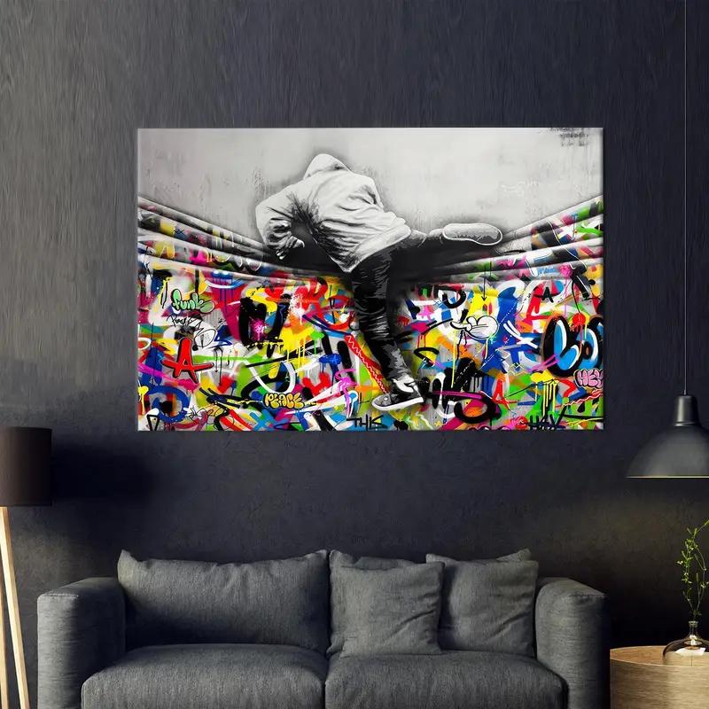Banksy Graffiti Art, Peace Canvas Art, Modern Wall Decor, colorida obras de arte, regalo de amantes de los graffiti, obras de arte de Banksy, arte de decoración del hogar, arte de lona - 1