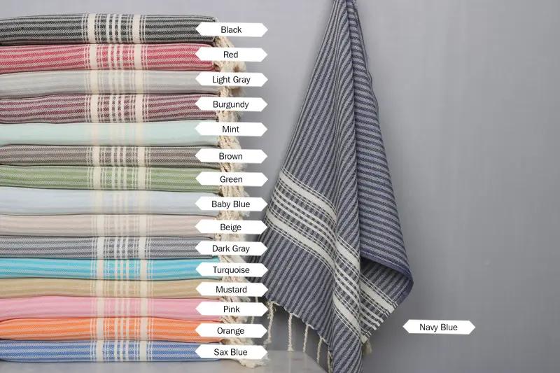 Toalla de té personalizada de algodón turco, 40x18 pulgadas, a rayas, orgánica - 1