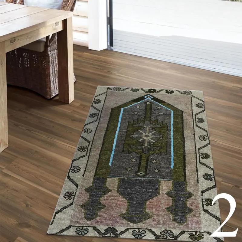 Alfombra estampada turca vintage beige roja, estera de oración, diseño moderno - 1