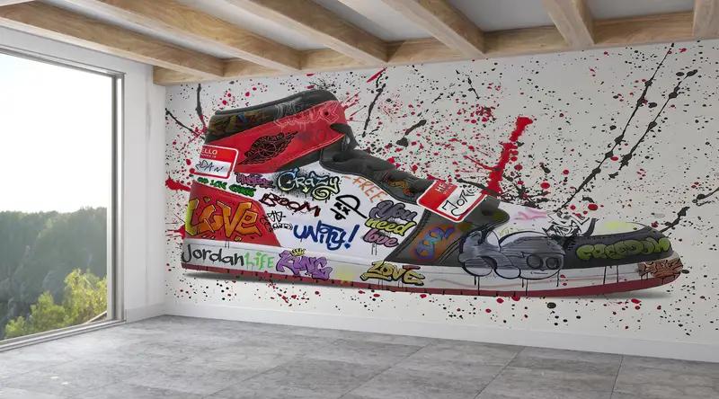 Modern Graffiti Air Jordan Sneaker Wallpaper - Printed Design - 1