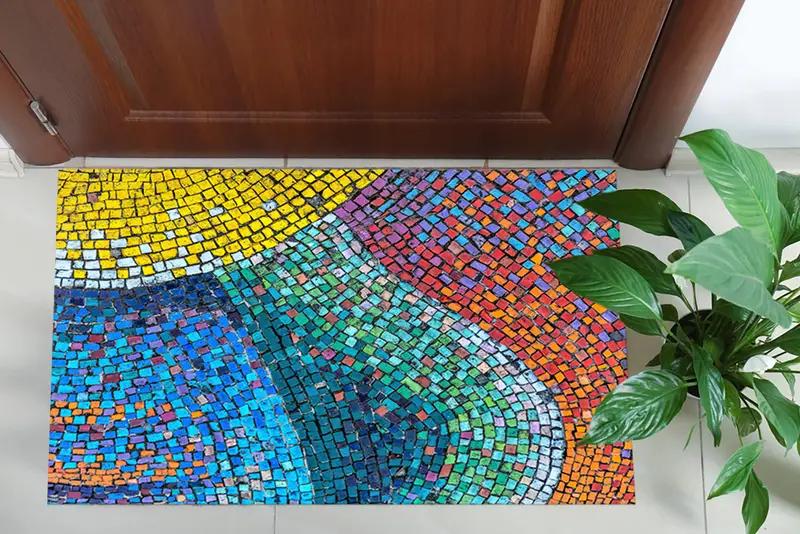 Vibrant Hues Modern Printed Rug, Customizable Design Welcome Mat - 1
