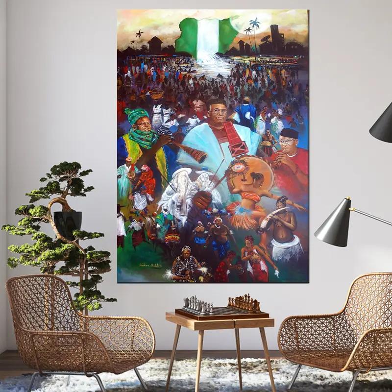 Culturas en Nigeria Arte, Nigeria Arte Canvas, Sunrise Nigeria Wall Art, Nigeria Culture Canvas, Culture Art Painting, Nigeria Wall Art - 1