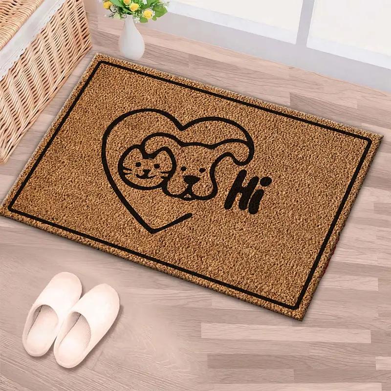 Pet Lover Doormat Printed Rug: Modern Cat And Dog Design - 1