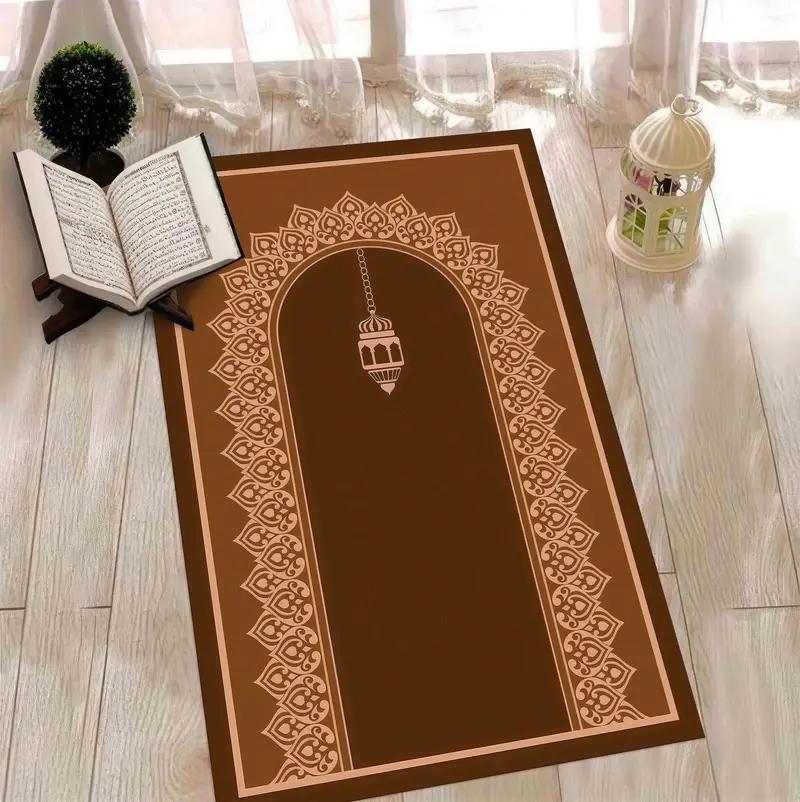 Brown Printed Prayer Rug for Flat, Spiritual, Religious Worship - 1