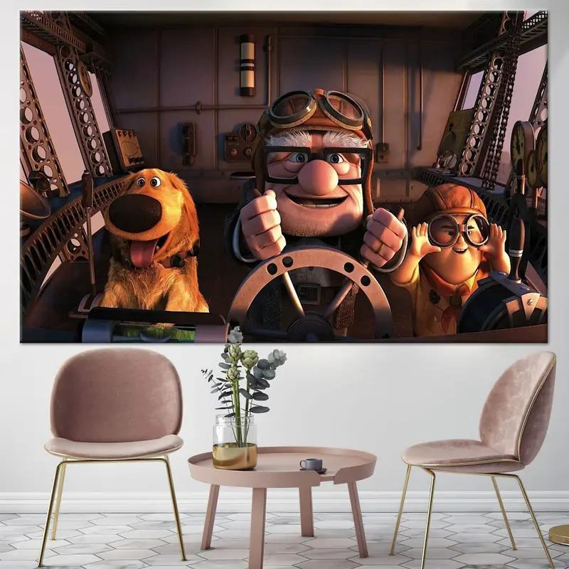 Carl Russel and Dog, Película Up Poster, Movie Up Wall Art, Movie Up Canvas, Carl Fredricksen, Arte de pared de dibujos animados, lienzo de dibujos animados, arte de pared para niños, - 1
