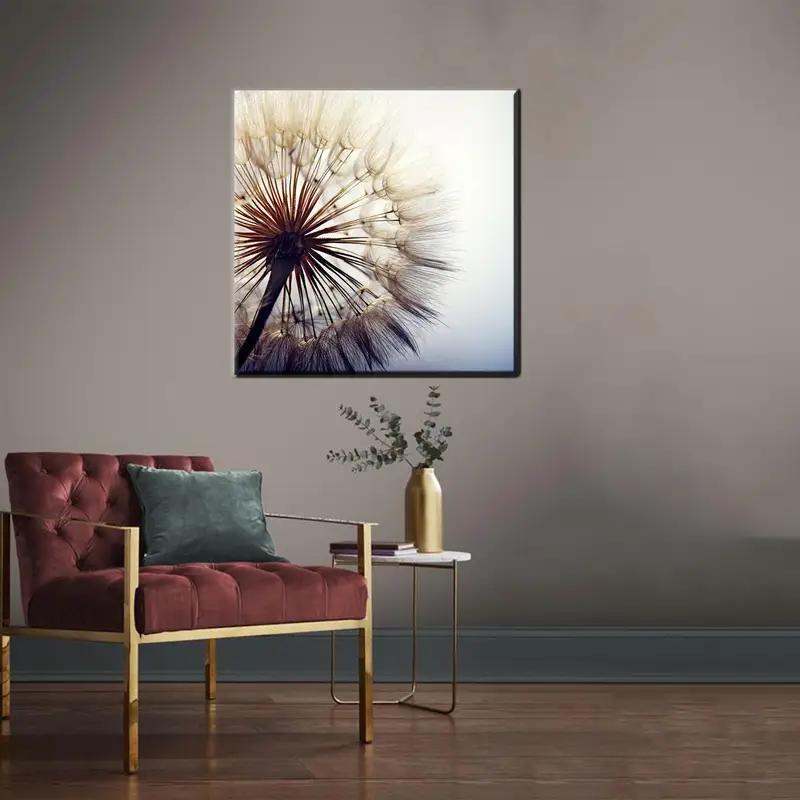 Arte de lona de diente de león, decoración de pared moderna, arte de lona abstracta, obras de arte de tonos blandos, arte de pared de moda, arte de lienzo de lujo, decoración de arte de pared - 1